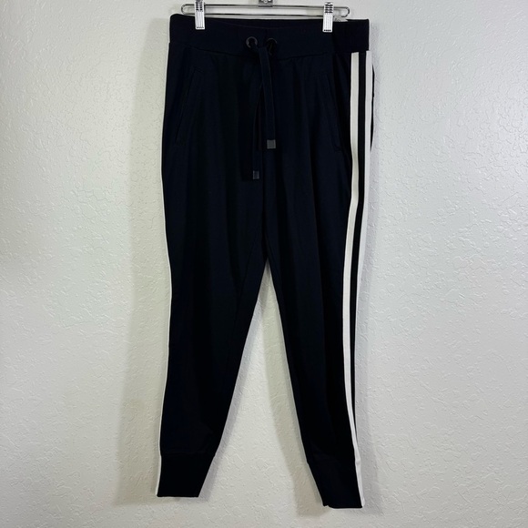 Athleta black drawstring XS stripe metro track elastic waist athletic joggers - Picture 2 of 12